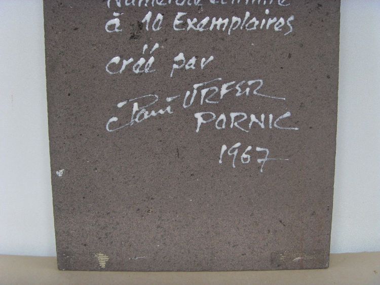 Enamelled plaque signed and numbered by Pauf Urfer, art ceramist