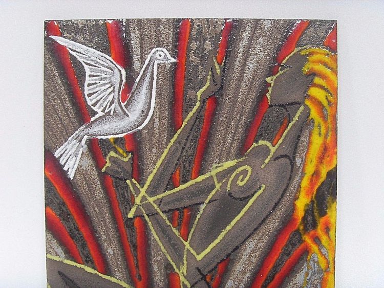 Enamelled plaque signed and numbered by Pauf Urfer, art ceramist