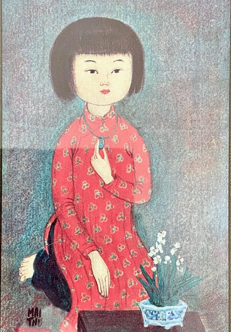 Mai Trung Thu Dit Mai Thu (1906-1980), Pair of Prints On Paper 1970s Boy And Girl.