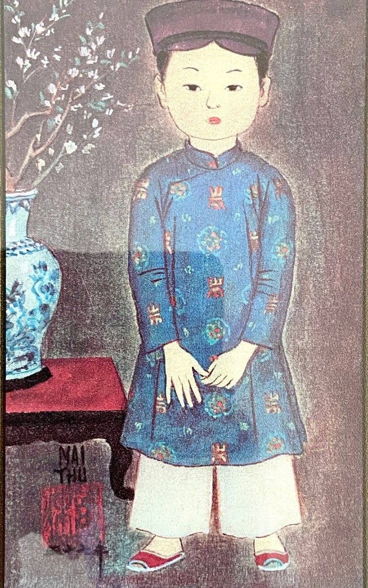 Mai Trung Thu Dit Mai Thu (1906-1980), Pair of Prints On Paper 1970s Boy And Girl.