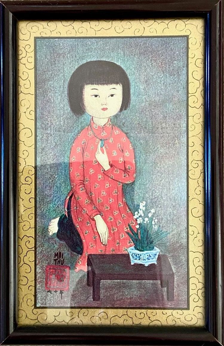 Mai Trung Thu Dit Mai Thu (1906-1980), Pair of Prints On Paper 1970s Boy And Girl.