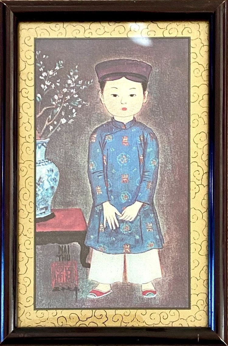 Mai Trung Thu Dit Mai Thu (1906-1980), Pair of Prints On Paper 1970s Boy And Girl.