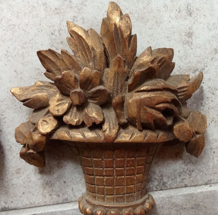 Paire appliques bois doré style Louis XVI 19 ème siècle 